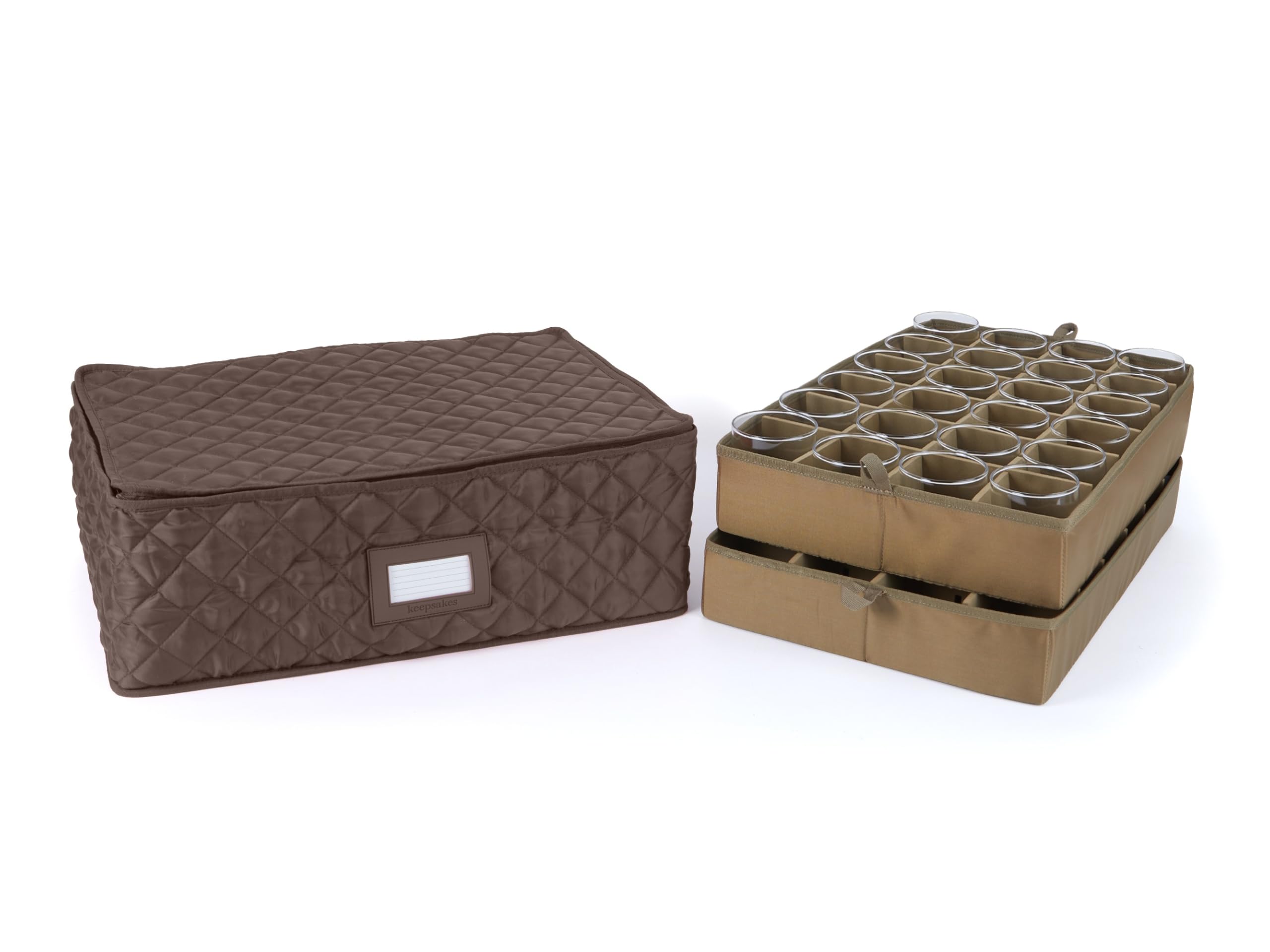 Covermates Keepsakes - Adjustable Glassware Storage - Padded Protection - ID Window - Stain Resistant - Machine Washable - China Storage, Bronze