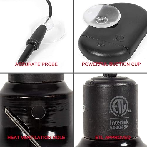 Miniatura 3 de WACOOL Paquete de 2 lámparas de reptiles y termómetro, lámpara de cúpula de reptil de reflexión óptica, lámparas de calor de reptiles y medidor