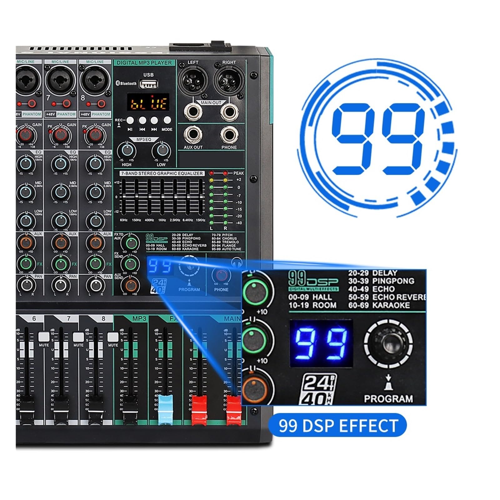 Amazon.co.jp: 音声ミキサー プロフェッショナルオーディオミキサー 8