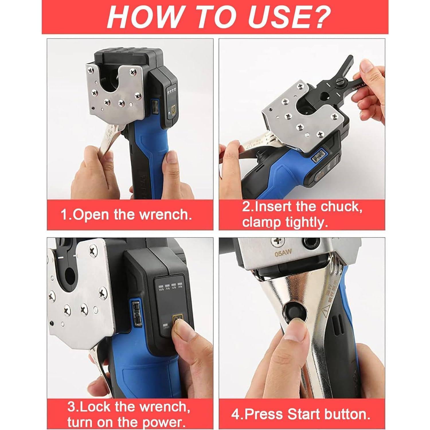 Outil D'évasement électrique sans Fil, Kit D'outils D'extension De Tuyau 1/4"-3/4", Outil D'évasement Excentrique Métrique à 45° 2 en 1 pour Tuyaux en Cuivre/Aluminium/Laiton,5-Heads
