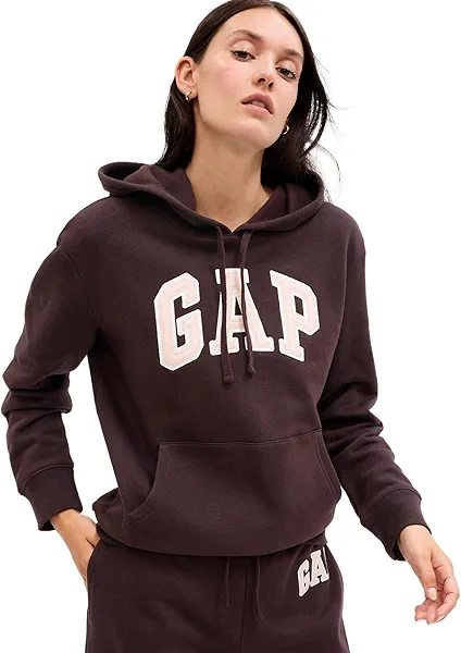 GAP Womens Logo Hoodie Hooded Pull-On Sweatshirt Turkish Coffee XL