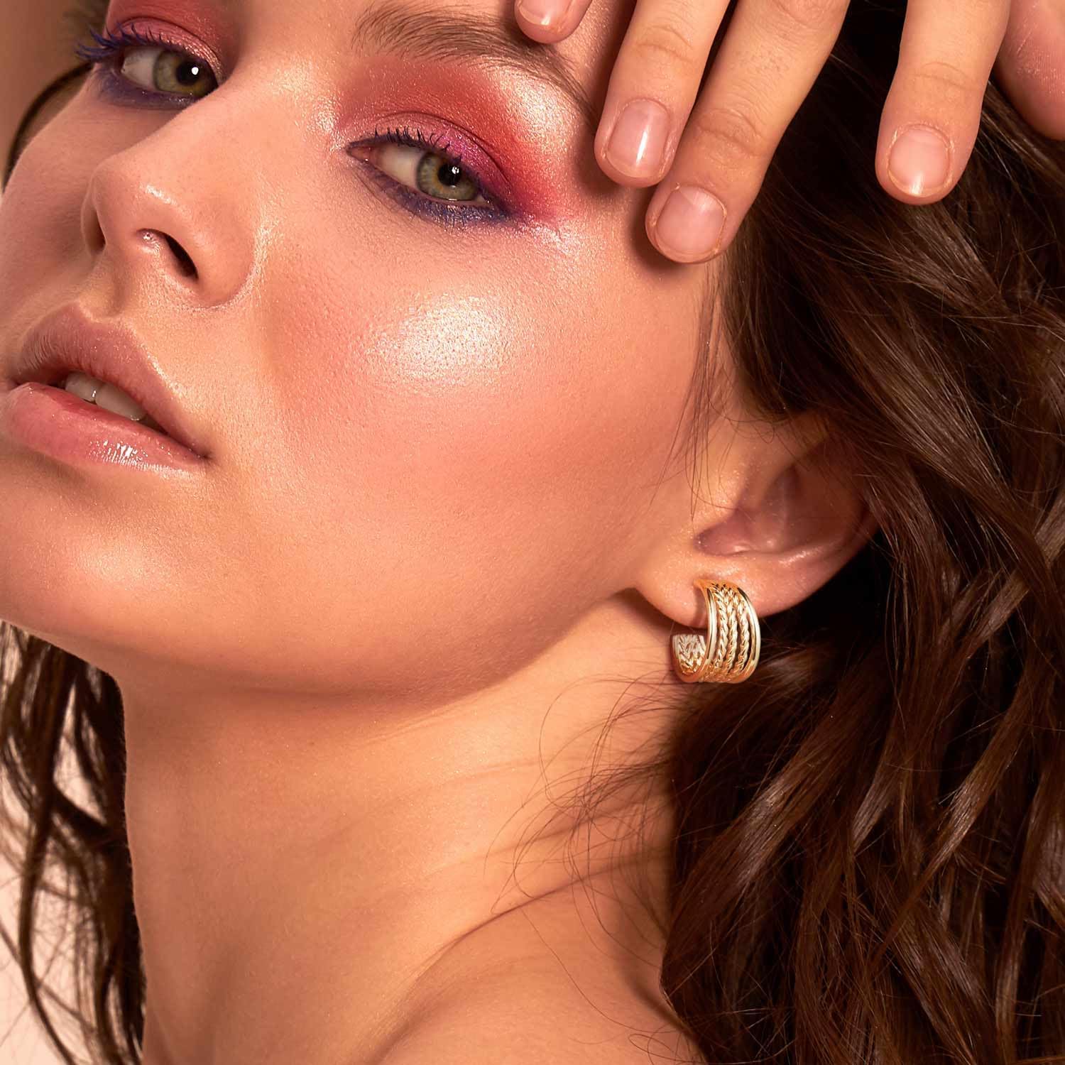 Cossa 14K Gold Earrings Hoops Chunky Hoop Earring C-shaped 14K Thick Gold Hoop Earrings 20mm