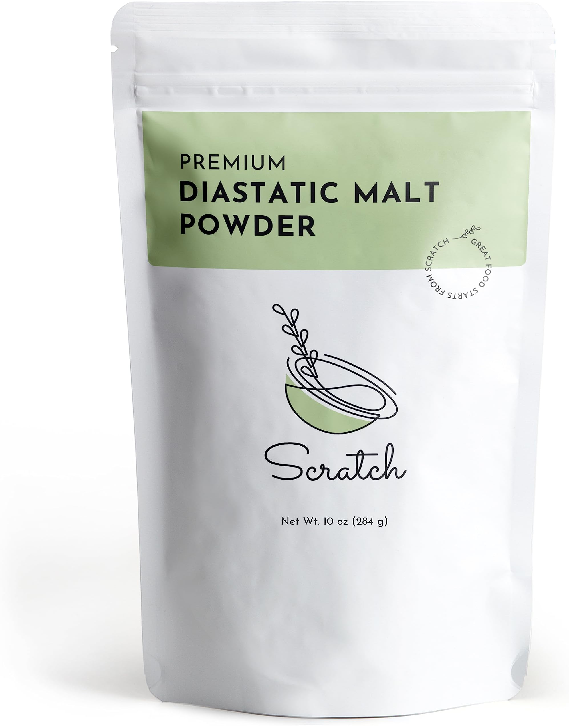 Scratch Diastatic Malt Powder for Baking - (10oz) Dried Barley Malt for Baking Bread - Bread Improver - Premium Baking Ingredients for Breads, Pizzas, Pretzels, Desserts, Shakes and More