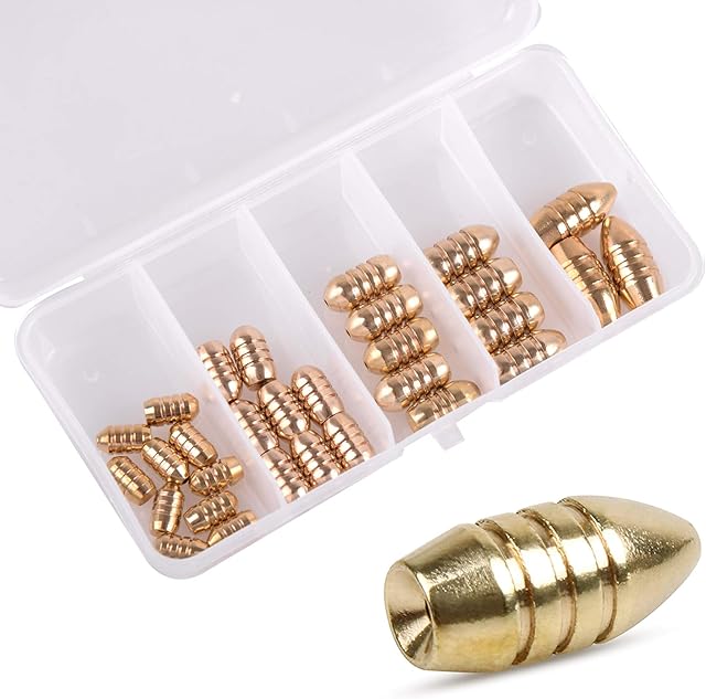 SHADDOCK Fishing Sinkers Set with Brass Sinker Weights Jig Hooks Fishing Swivel Ring Connector Assorted Tackles Texas Rig Kit for Freshwater Saltwater Bass Fishing