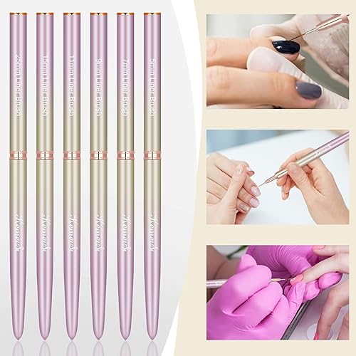 Miniatura 3 de 6 pinceles para arte de uñas, pincel de rayas para pintura de esmalte de gel, pincel de detalle fino, diseño de arte de dibujo fino, tamaño de