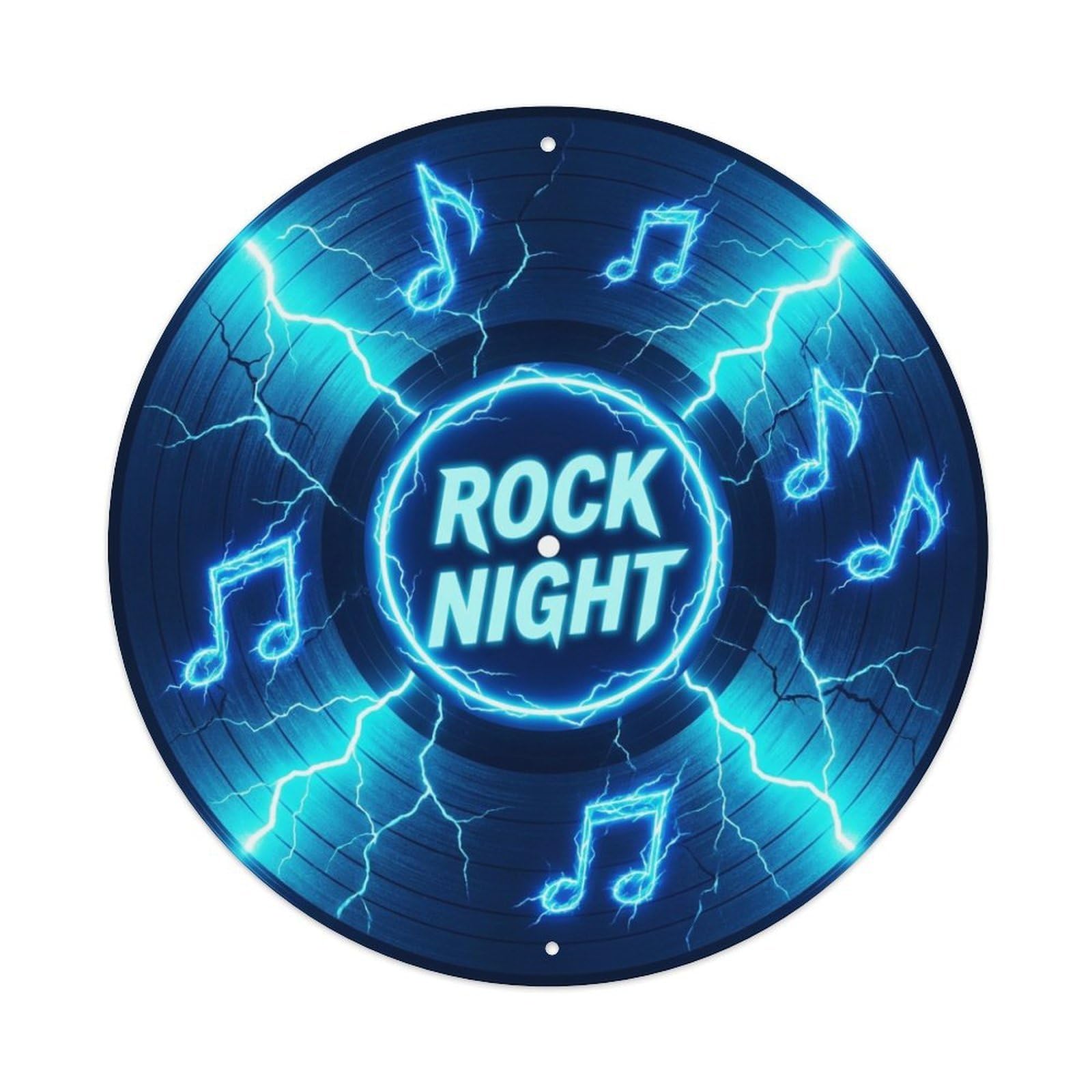 Rock Record Cover Electric Lightning Vinyl Groove Metal Tin Sign
