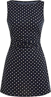 Mini Dress Polka Dot Ruched Bodycon Boat Neck Sleeveless Casual Elegant ...
