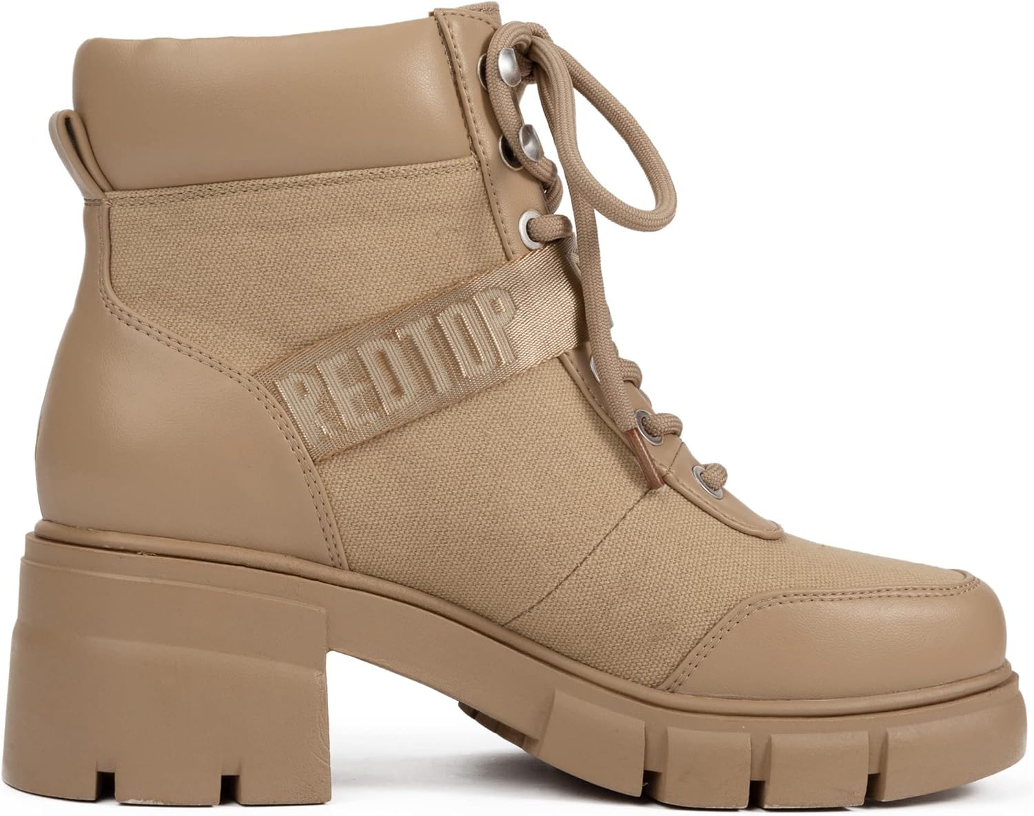 REDTOP Women's Combat Boots Chunky Lug Sole Ankle Boots Lace Up Buckle Casual Shoes - Image 3