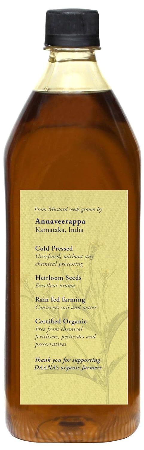 DAANA Mustard Oil for Skin: Certified USDA Organic, Extra Virgin, Cold Pressed (34 Fl Oz)