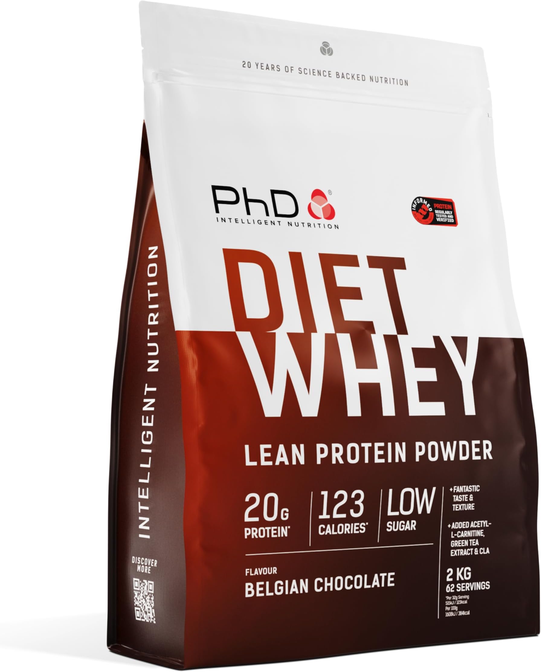 PhD Nutrition Diet Whey High Protein Lean Matrix, Belgian Chocolate Whey Protein Powder, High Protein, 80 Servings Per 2 kg Bag [Package May Vary]