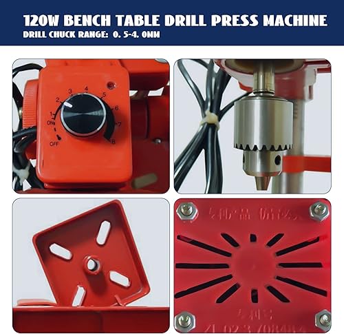 Miniatura 4 de Banco de prensa de taladro, 110 V 120 W, mini máquina de prensa de taladro portátil de velocidad continua, alta precisión, herramienta de prensa de