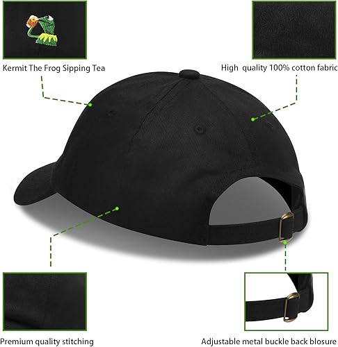 Miniatura 3 de Baseball Cap Kermit The Frog Sipping Tea Logo Trucker Hat Unisex Outdoor Adjustable Strapback Cap
