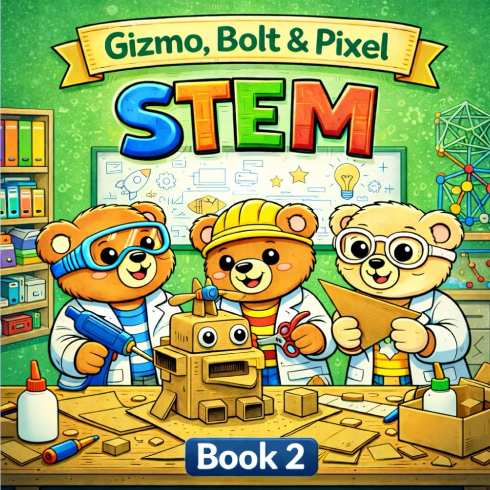 Gizmo, Bolt, & Pixel: STEM Adventures – Volume 2: Hands-On Engineering & Problem-Solving Coloring Book for Kids