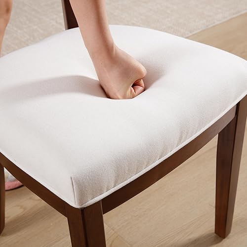 Miniatura 6 de Juego de 2 sillas de comedor tapizadas de tela de lino con respaldo curvo, sillas de cocina modernas de mediados de siglo, sillas laterales de