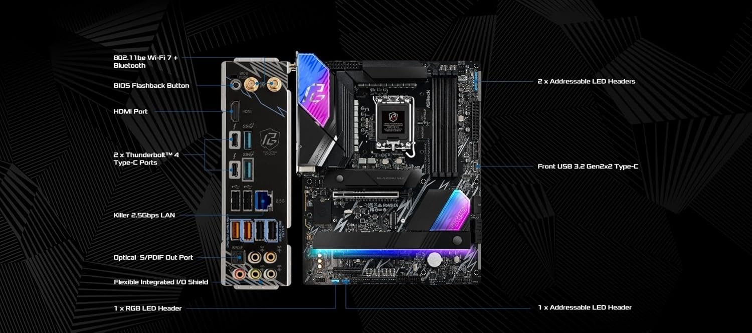 ASRock Intel Core Ultra Z890 Lightning WiFi 7 Phantom Gaming 9066 MHz DDR5 256 GB ATX Motherboard M.2 LGA1851RL-ILM - 5