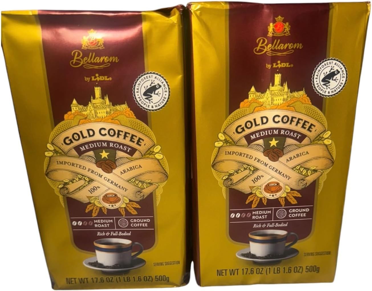 Bellarom by LIDL Gold Coffee, Medium Roast, Ground, 17.6 oz (1 lb 1.6 oz), Imported from Germany, Arabica