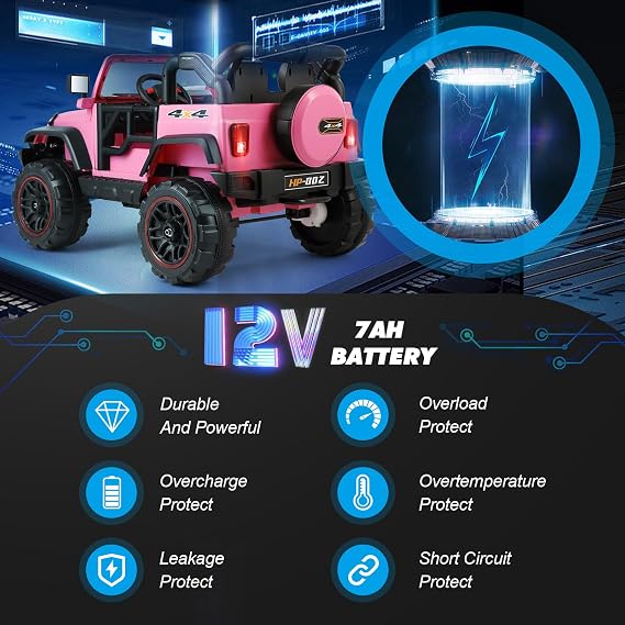 2-Seater Ride On Truck and Car Cover, 12V7AH Battery Powered Toys Car