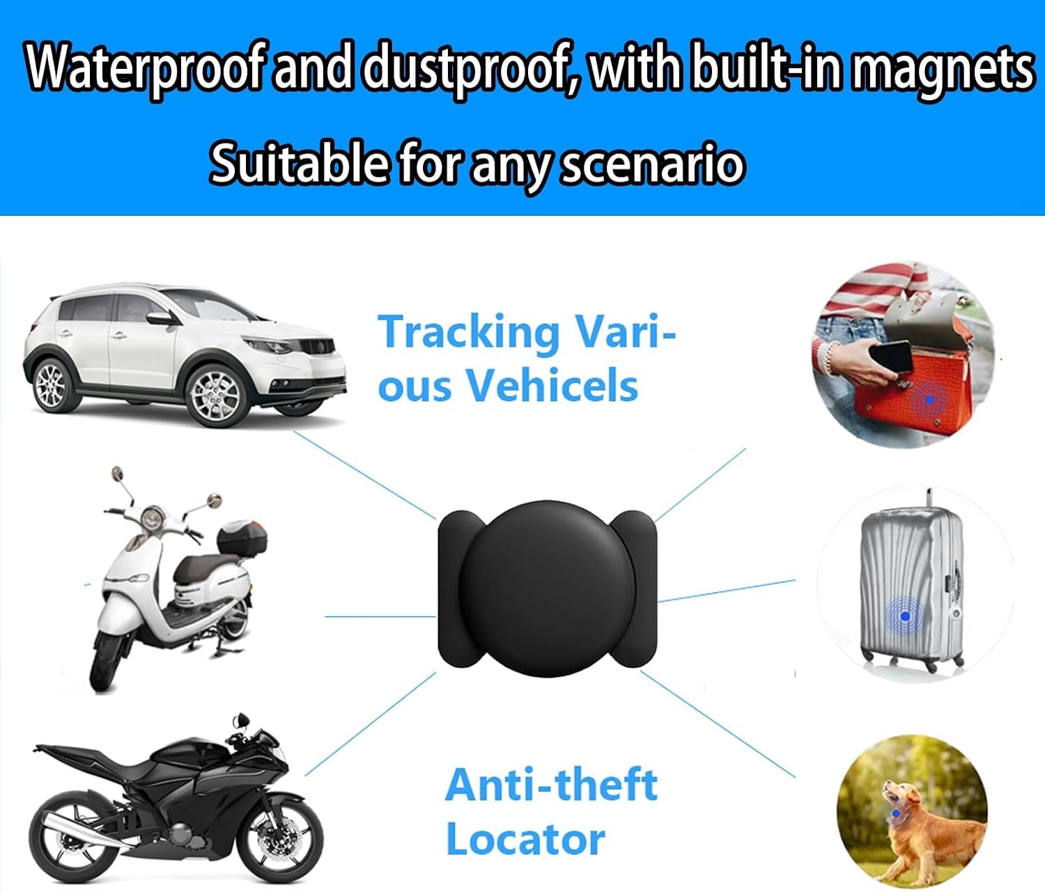2 Pack GPS Tracker for Vehicles,Tracker Device for Vehicles,Car GPS Tracker,Car Tracker Device Hidden for Vehicles |Android and iOS Compatible | Magnetic | No SIM Card | Waterproof