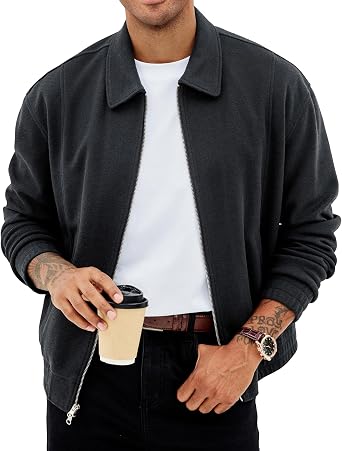 JMIERR Mens Stretch Bomber Jacket Casual Zip Up Outerwear