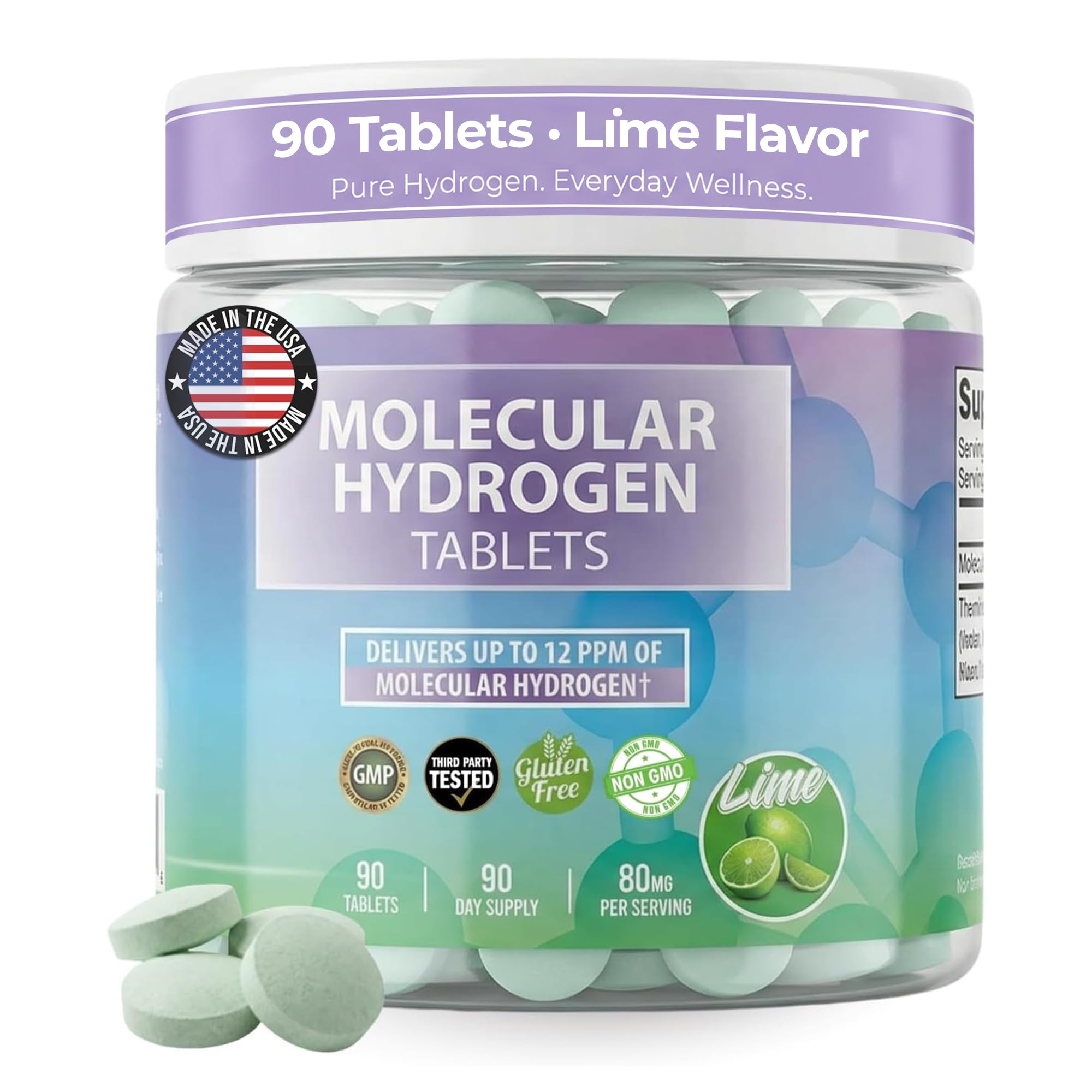 Body C.E.O. Hydrogen Water Tablets with Magnesium, Lime Flavor, 90 Count