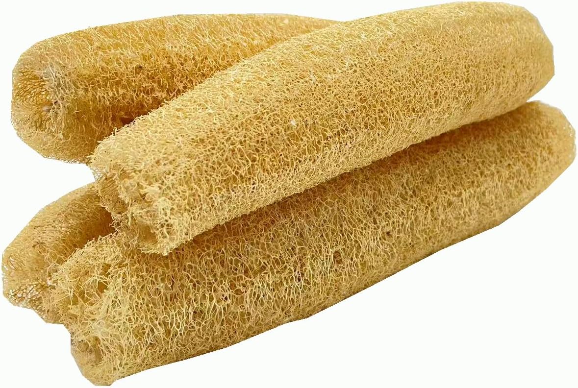 Natural Organic Loofah Body Scrubber 4 Pack, 100% Biodegradable Exfoliating Sponge for Shower Bath, Gentle Luffa for Sensitive Skin Exfoliation