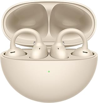 HUAWEIFreeClip Wireless Earbuds，Open Ear Bluetooth Earphones，Long Lasting Battery ，Subversive Open-ear，AI Crystal Clear Sound, Compatible with Android/iOS/Window,IP54 Dust and Water Resistance, Beige