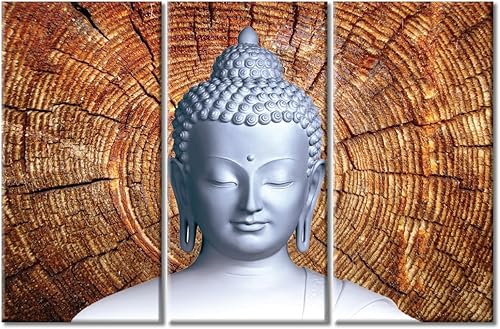 Vista 62 de TUMOVO Wall Art for Living Room Buddha Sculpture Flower Paintings Canvas Wall Art 3 Panel Wall Art Canvas Artwork Wall Decor Large Wall Decor Canvas