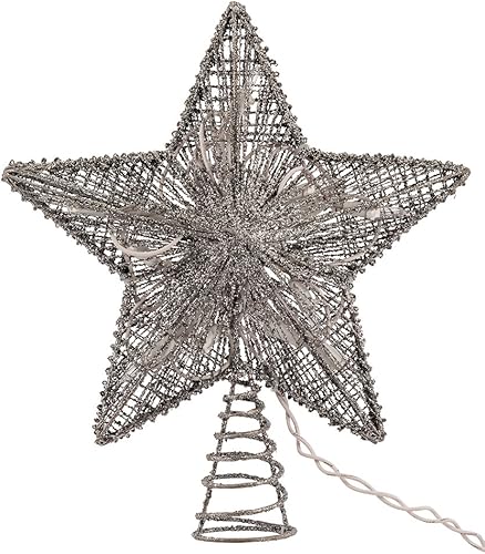 Miniatura 5 de Estrella plateada Kurt Adler para árbol de Navidad de 10 pulgadas con 10 luces en miniatura UL