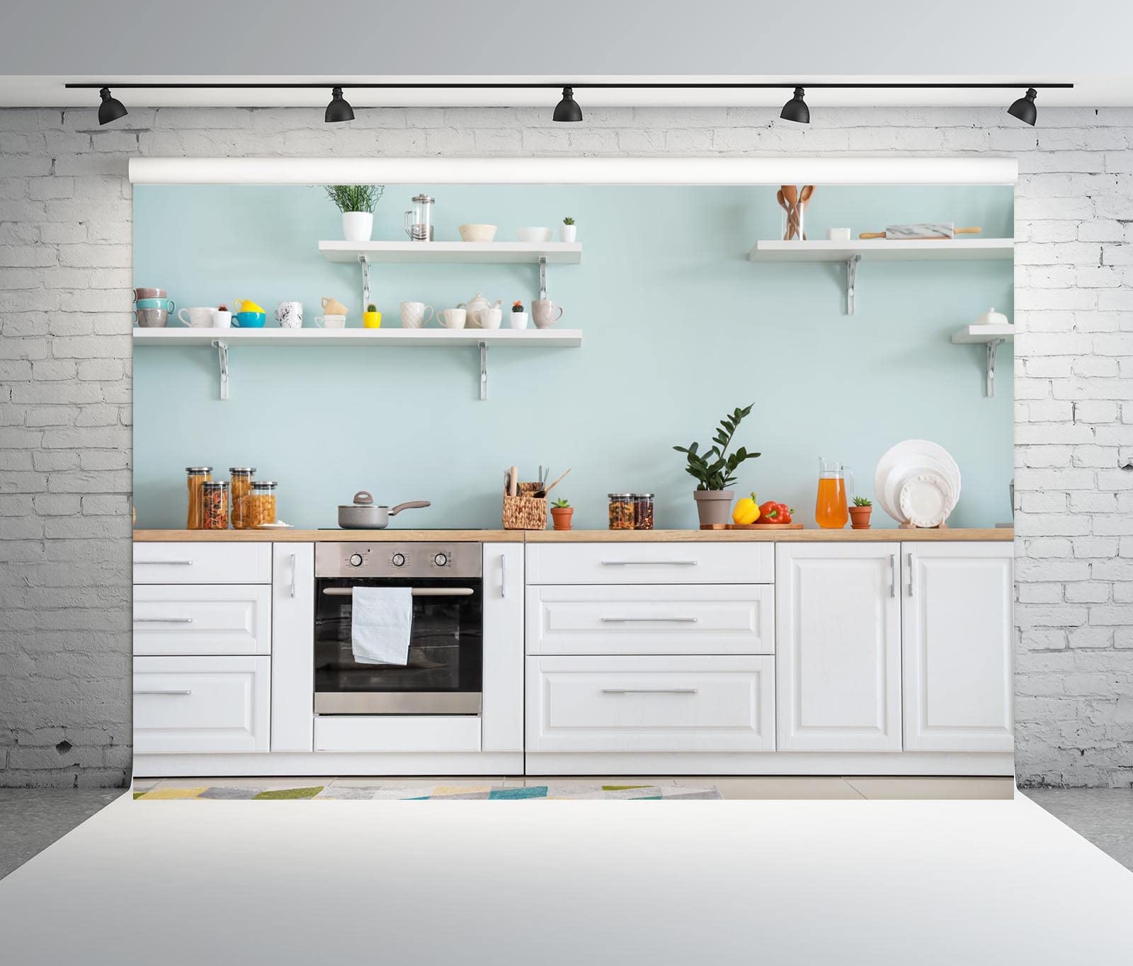 BELECO10x8ft Fabric Kitchen Backdrop for Photography Modern House Kitchen Interior Cooking Background Baking Party Decorations Birthday Banner Kids Adults Portrait Photoshoot Studio Booth Props