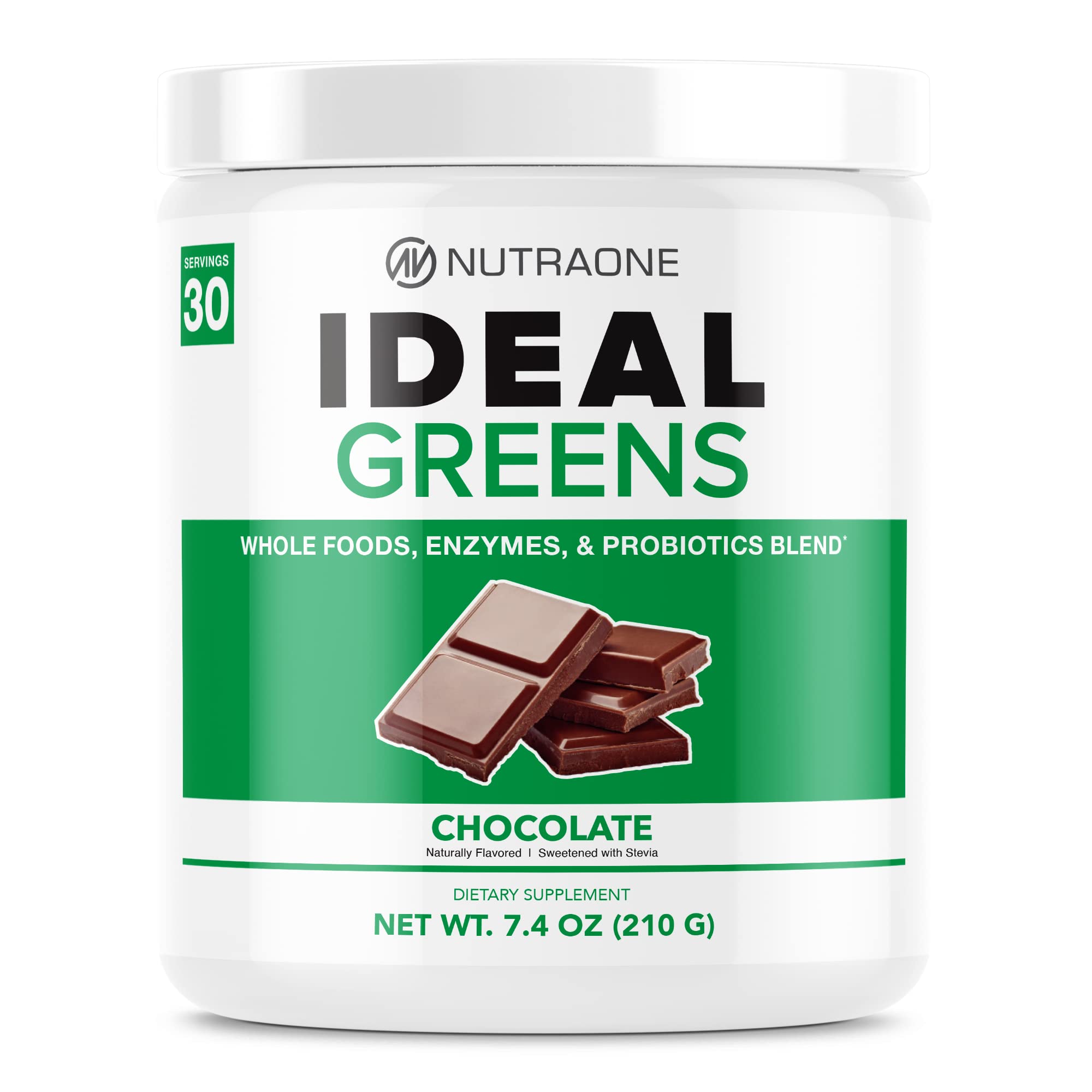 Ideal Greens Antioxidant and Nutrient-Rich Superfood Greens Powder Supplement (Chocolate- 30 Servings)
