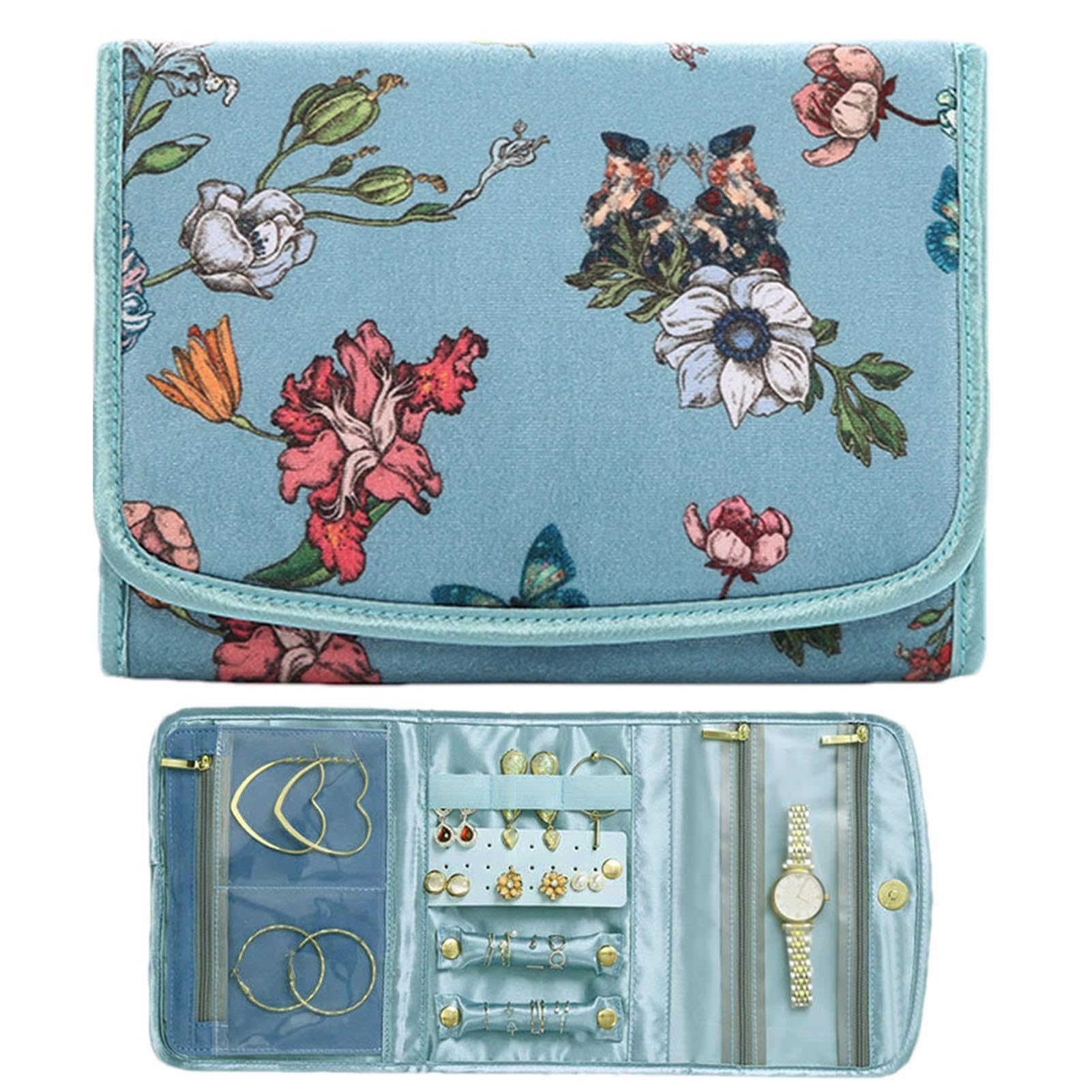 Organisateur de bijoux de voyage floral vintage, idée cadeau femme