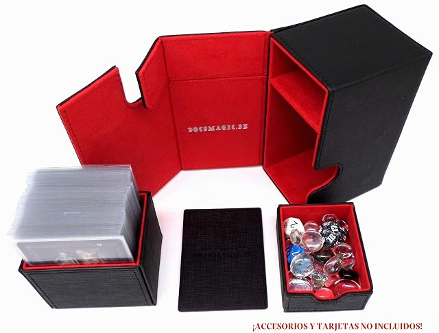 Foto 5 de 6 de docsmagic.de Premium Magnetic Tray Box (80) Black/Red + Deck Divider - MTG PKM YGO - Caja Negra/Roja