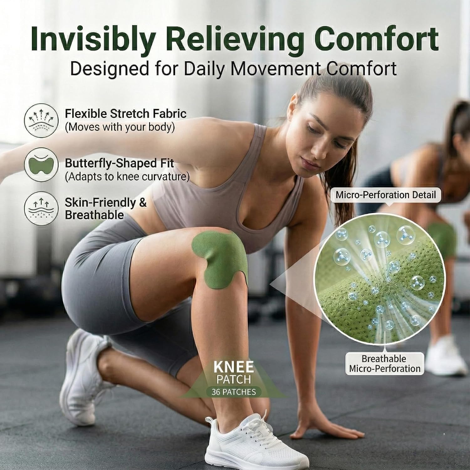 Knee Heat Patches, Natural Wormwood Extract Warm Compress for Tired Muscles, 8-Hour Soothing Herbal Sticker with Ergonomic Fit for Knee, Back, Neck & Shoulder Comfort-36-Pack