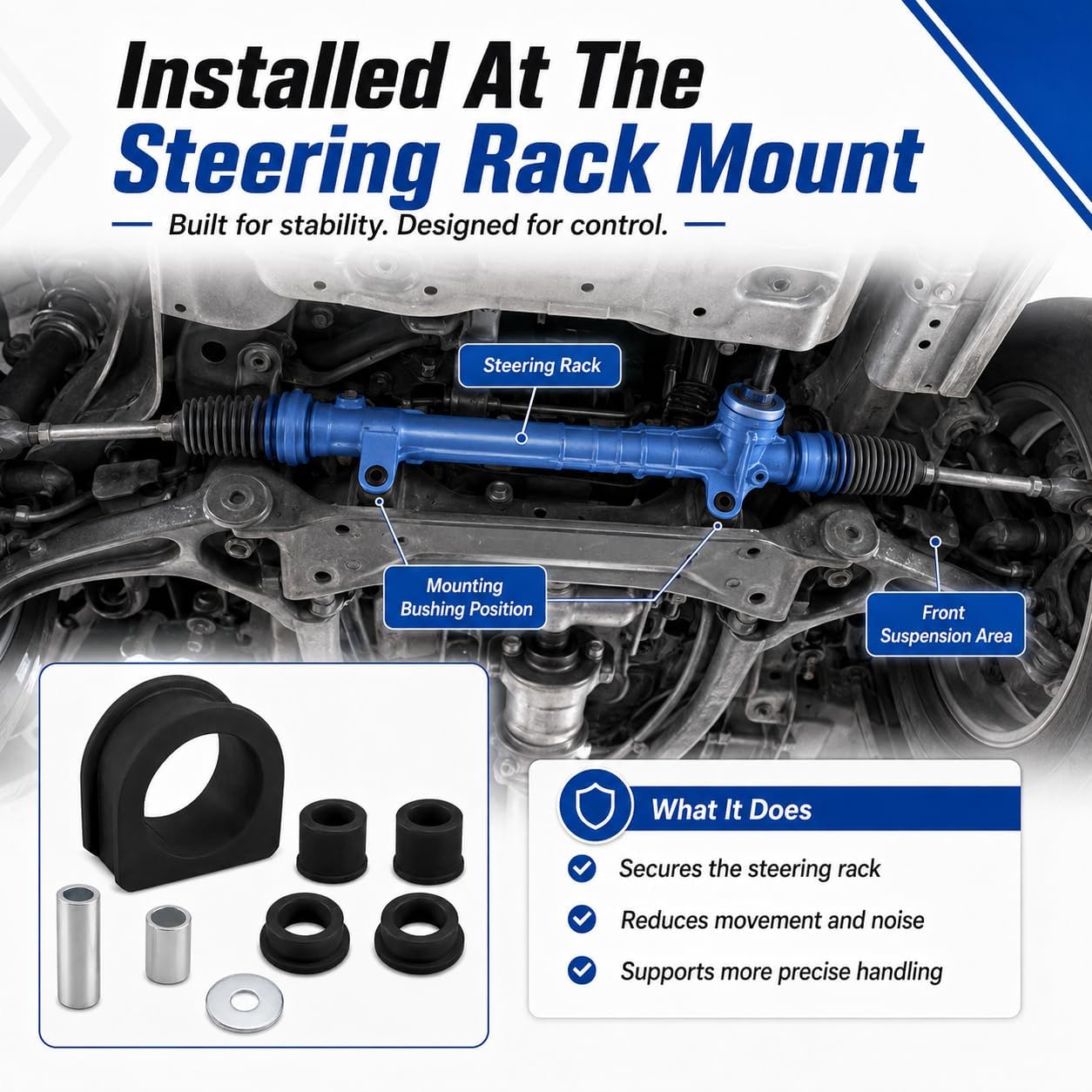 Rack and Pinion Bushing Kit 8.10103G, Compatible with Toyota 4Runner 1996-2002 Tacoma 1995-2004 Pickup 1995, 56mm O.D. Steering Rack