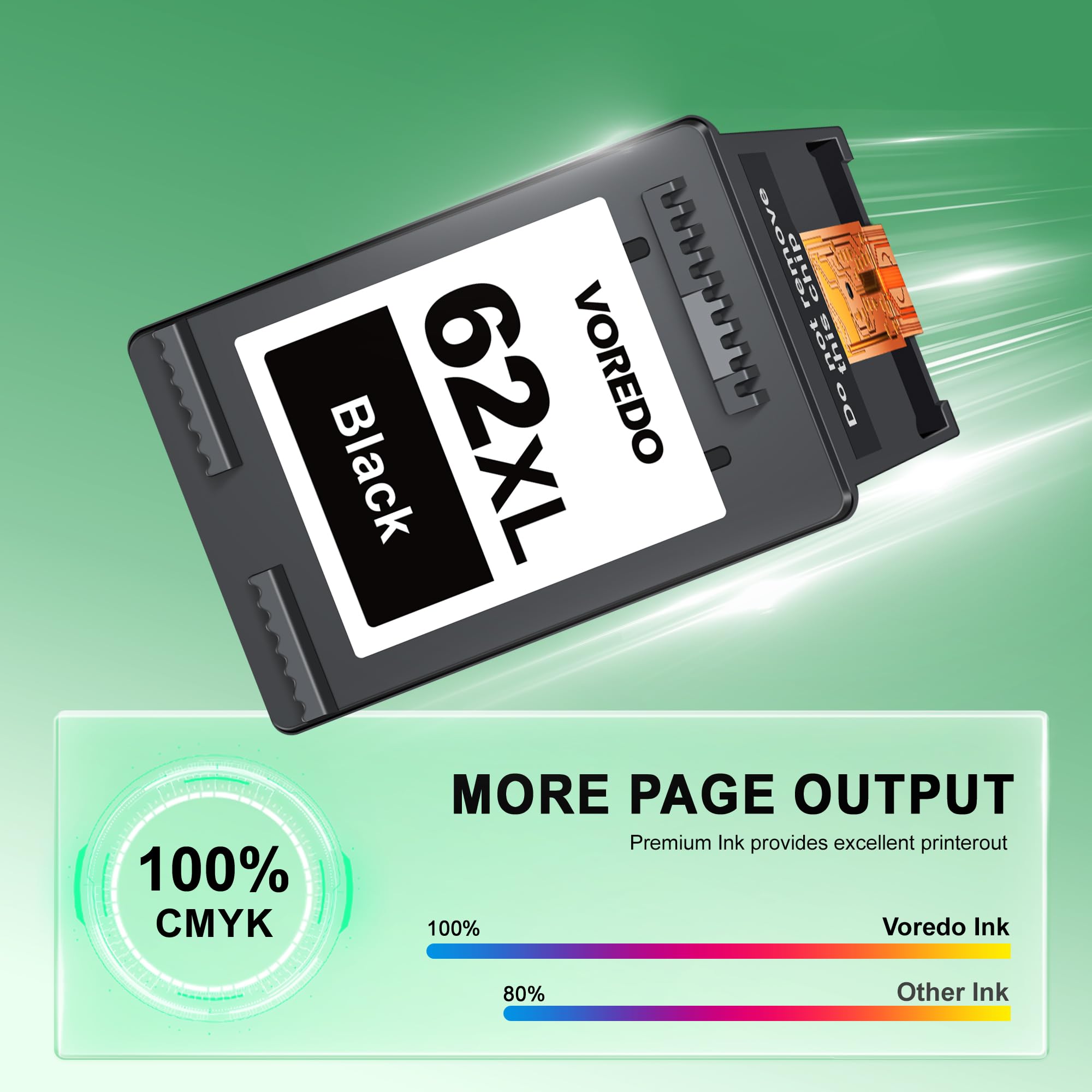 Printer Ink 62 62XL Compatible For HP Ink 62 62XL Black And Color Combo Pack For HP Envy 5540 5640 7645 5660 Officejet 5740 5746 250 - View #7