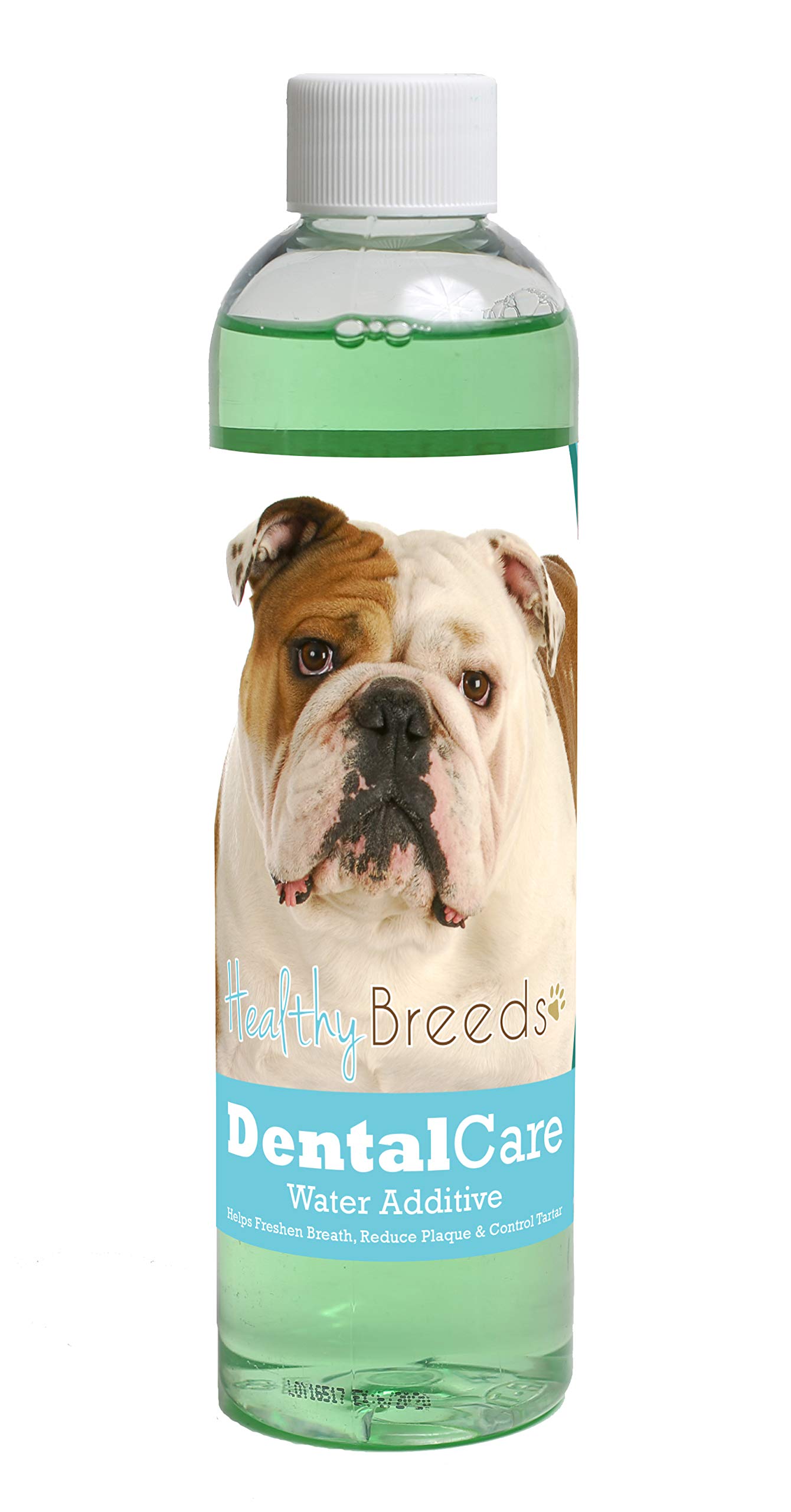 Healthy Breeds Dog Dental Care Water Additive for Bulldog - Helps Freshen Breath, Reduce Plaque &amp; Control Tartar - Mint Flavor - 8 oz