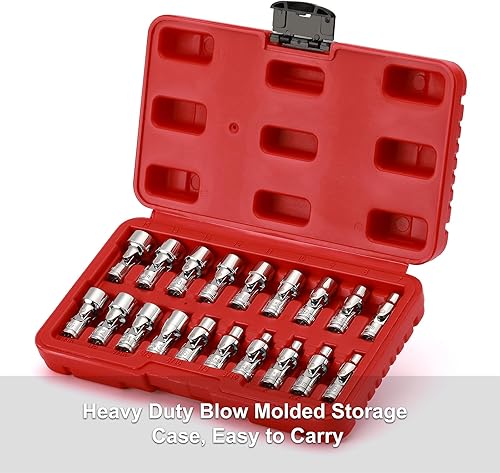 Miniatura 7 de CASOMAN Juego de 19 llaves universales de 14 de pulgada, métricas (0.197 in a 0.591 in) y SAE (316 a 916 pulgadas), enchufes flexibles para un