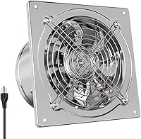 HGPOWER 6 Inch Metal Exhaust Fan with Power Cord & Damper - 308 CFM Kitchen Garage Basement Vent Fan for Smoke Odors Moisture