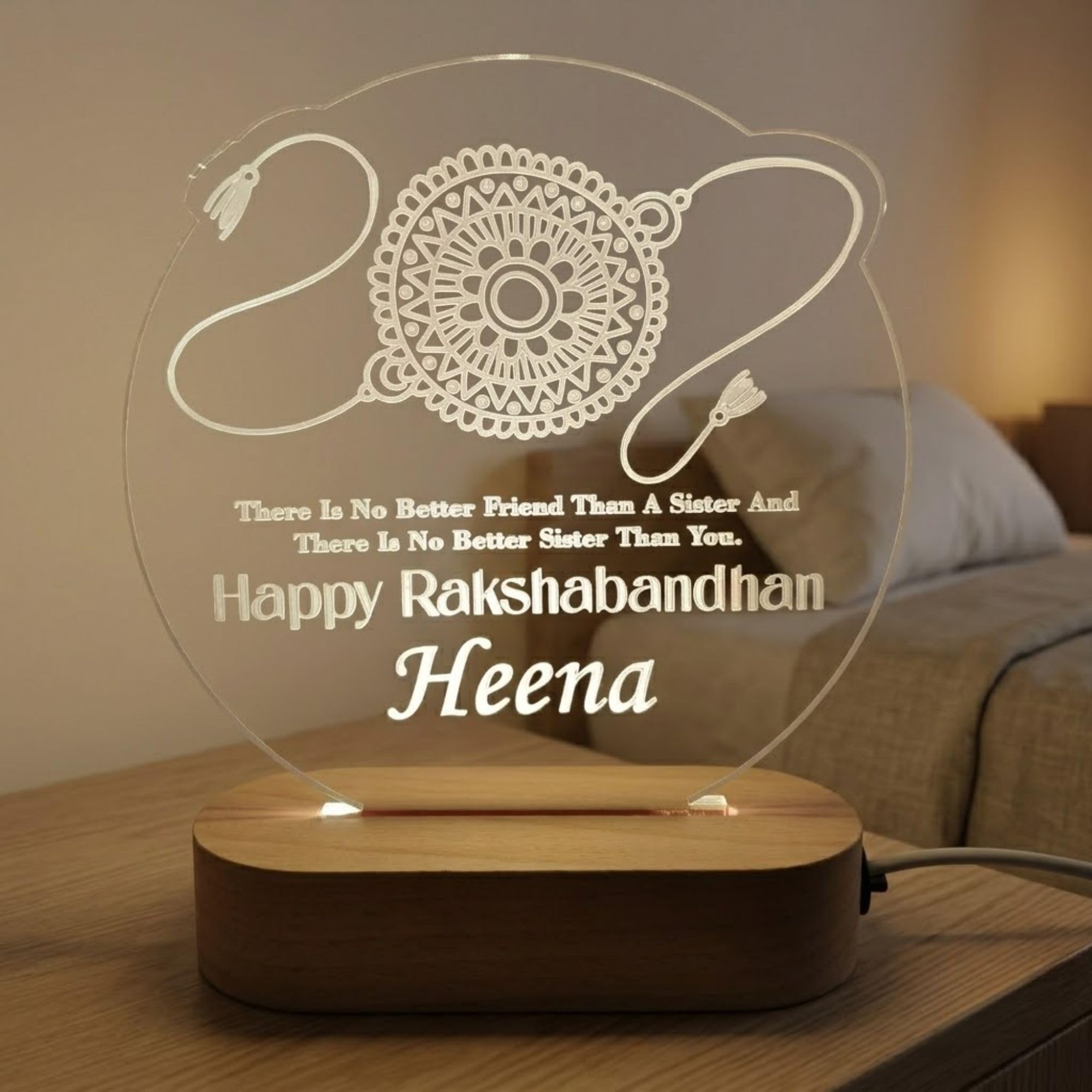 Personalized Raksha Bandhan Lamp - Custom Name Gift -8