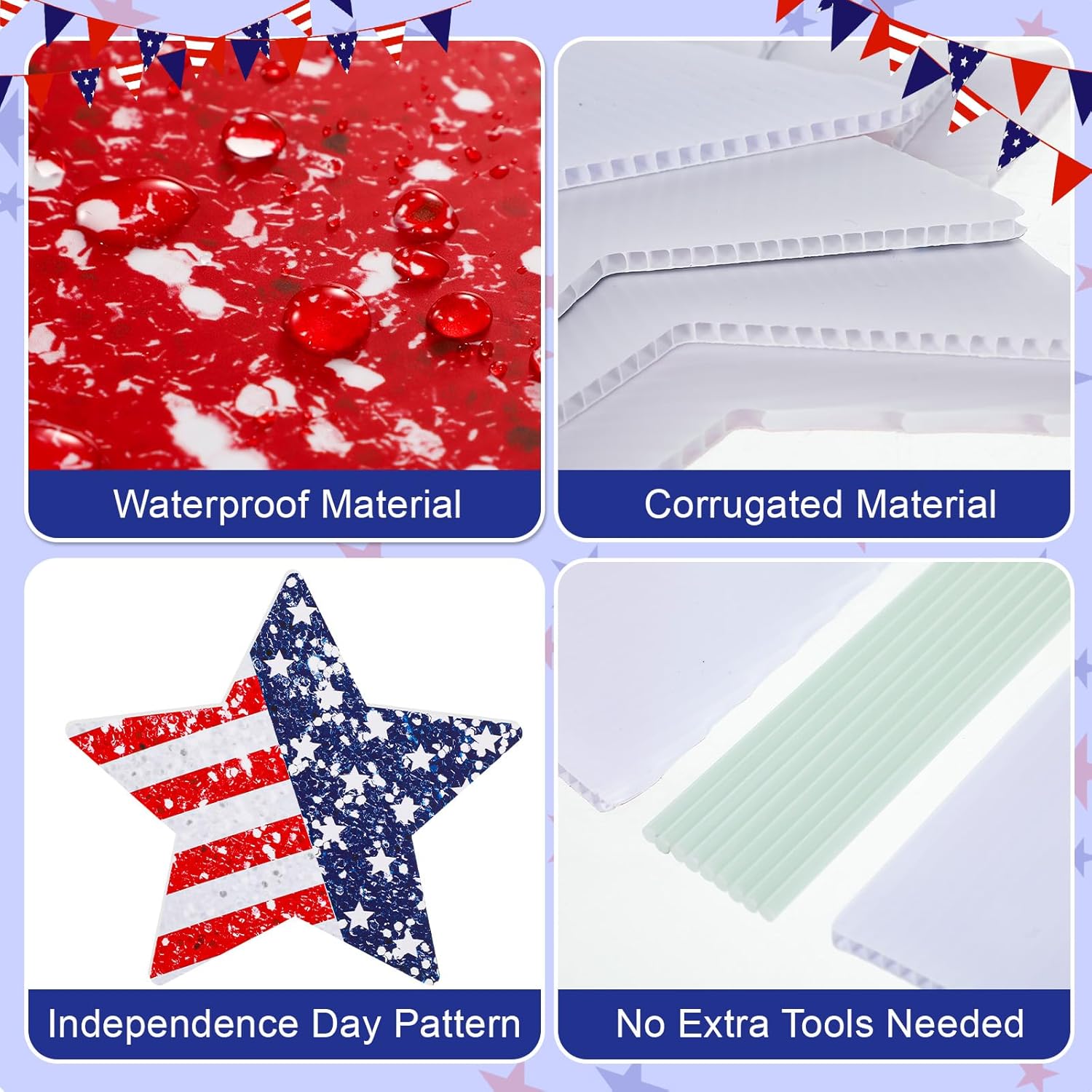 18 Pcs 4th of July Yard Signs Independence Day 250th Anniversary Outdoor Decoration Patriotic Party Yard Lawn Sign with Stakes Stars and USA Letter Decor for Memorial Day Home Party Supplies
