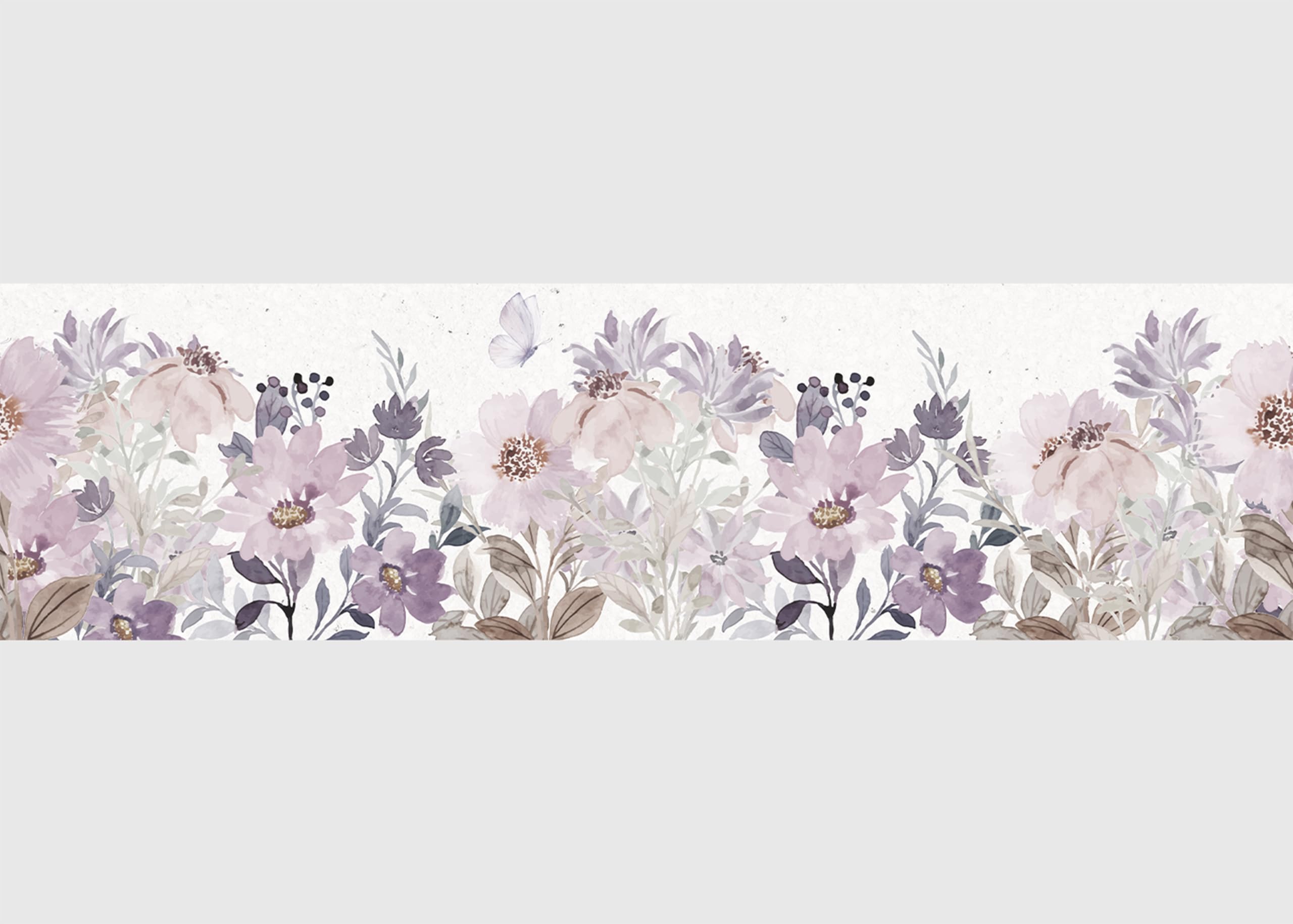 AG Design AWB 8482 Self-Adhesive Border Purple Watercolour Blossom Waterproof Decoration for Walls, Furniture, Wallpaper, Wall Coverings and Doors, Film, Width 500 cm x Height 13.8 cm
