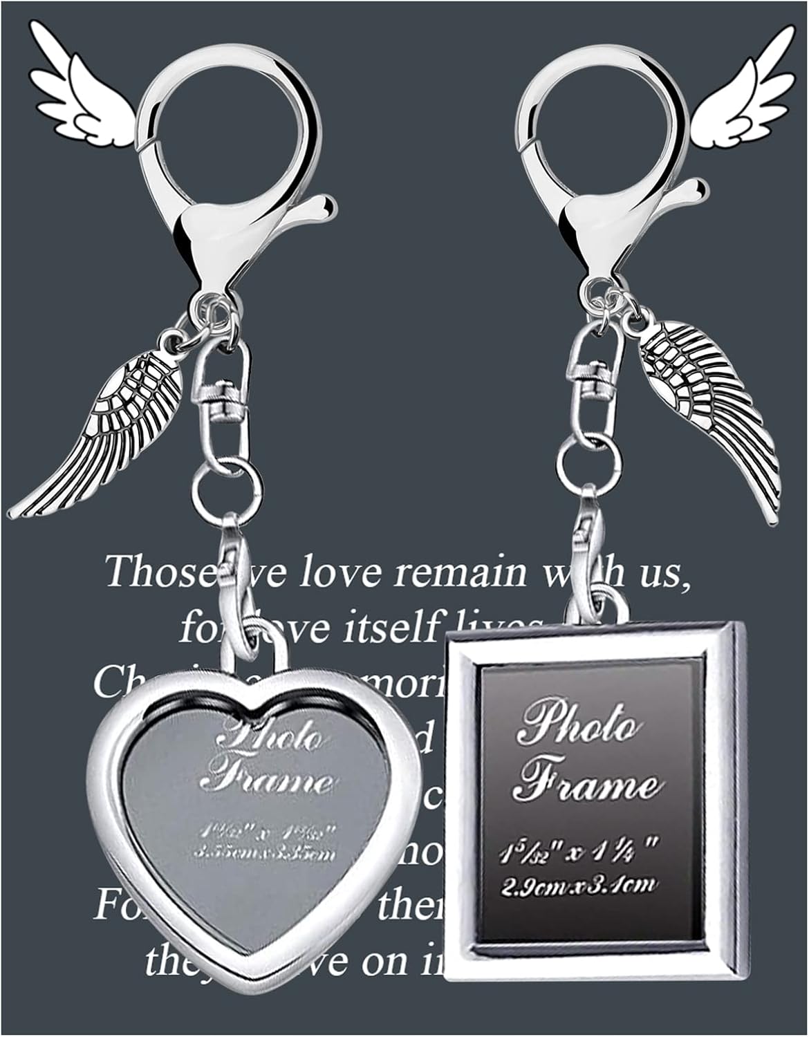 Llavero con marco conmemorativo, regalos de condolencias por la pérdida de un ser querido, regalo de recuerdo, llavero con alas de ángel