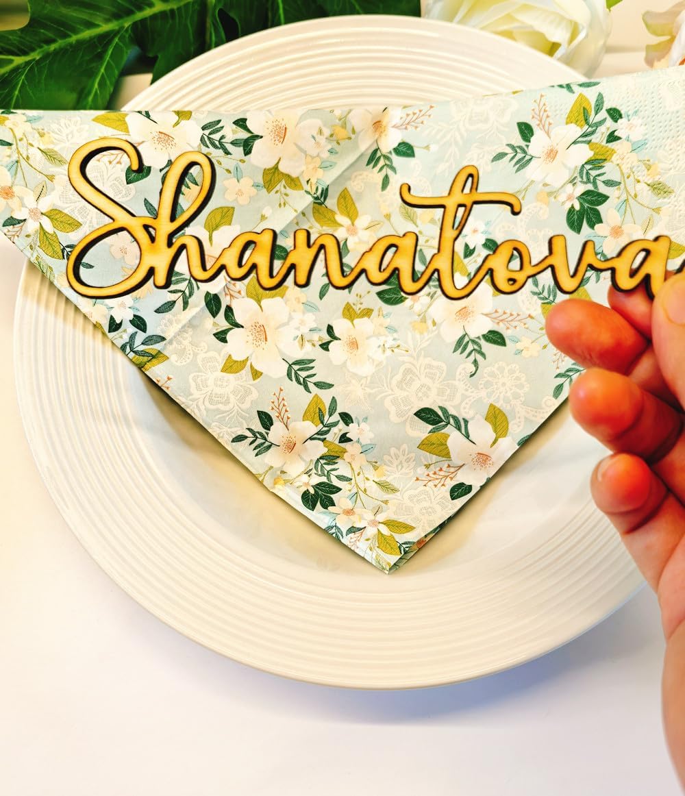 10pcs Shana Tova Place card,Acrylic Shana Tova Place Card for Elegant Weddings,Rosh Hashanah Celebrations & Special Events (Natural Wood)