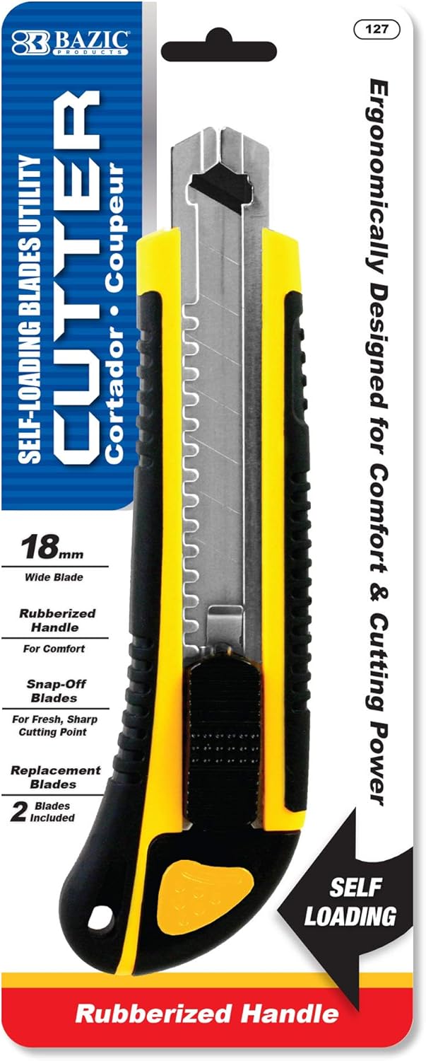 Amazon.com: BAZIC Utility Knife Box Cutter 18 mm Wider Blade + 2 ...