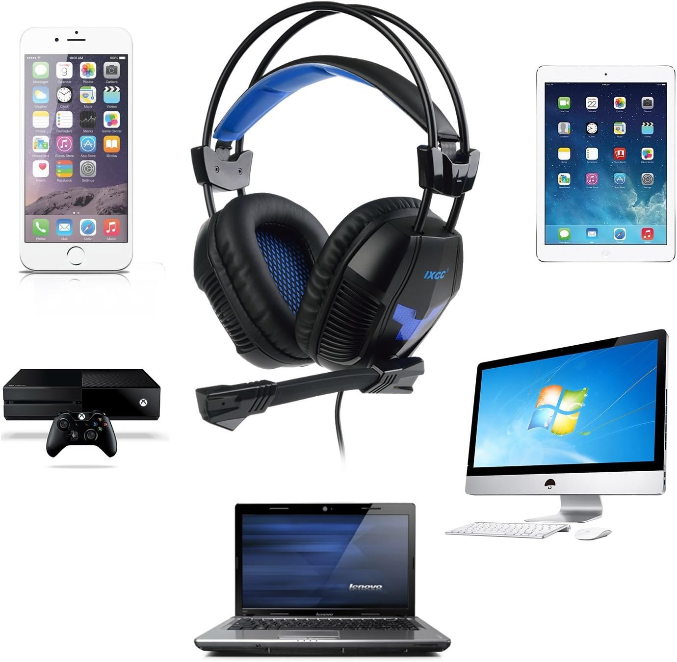 iXCC Gaming Headset, Surround Stereo Sound Noise Isolating Headphone with in-line Control for PC, MAC, Xbox One/S, PS4, VR, PlayStation 4 or More