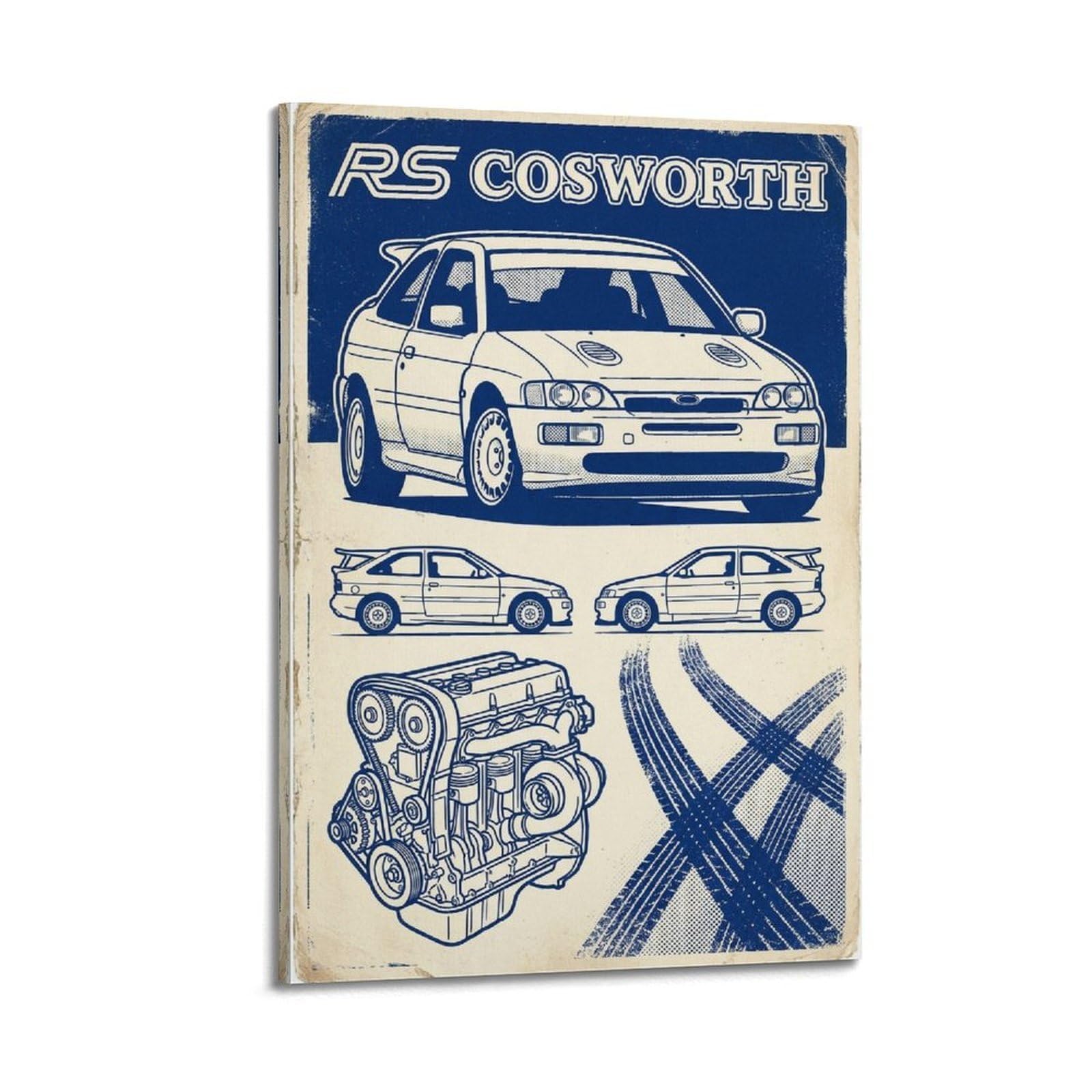 XKUGA Classic Rally Legend Car Poster Escort RS Cosworth Modern Decorative Canvas Prints - Ideal Wall Art for Family, Man Cave, Game Room, Boys & Girls Bedroom 20x30inch(50x75cm)