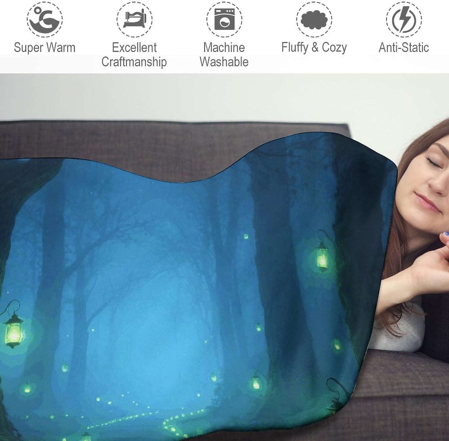Forest Throw Blanket Round Beach Towel | 59.1 Inch Circular Flannel blanket Large Soft Beach Blanket Lightweight Foldable Beach Towel Throw for Daily Leisure Use