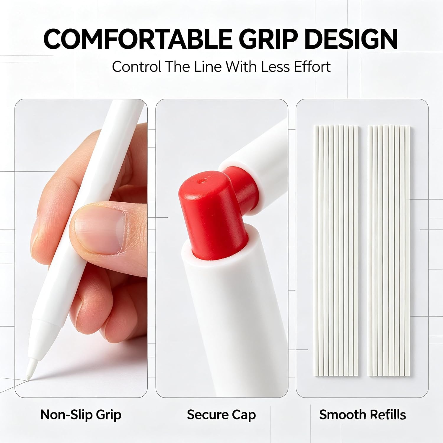2Pcs Tailor Chalk,Heat Erasable Fabric Marker,Fabric Chalk,Clothing Cutting Pen,Suitable For Cotton,Leather,Felt,Suede and Synthetic Fibers (White,20Pcs Replacement Pen Refills)