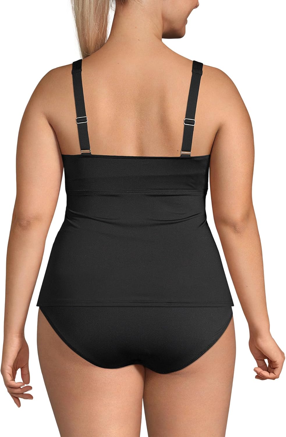 Lands' End Womens Sweetheart Wrap Underwire Tankini Top Black Plus 18w - Image 2