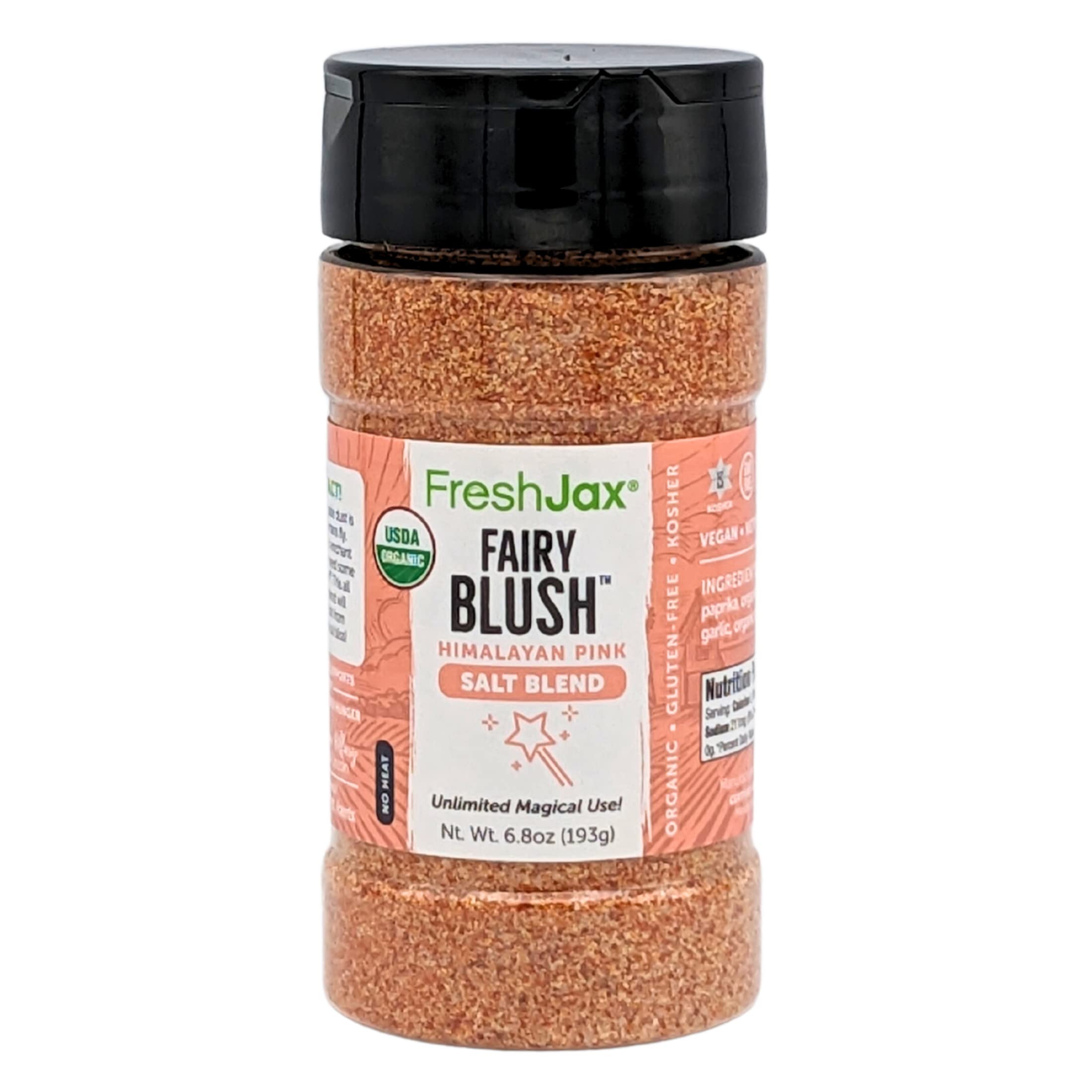 FreshJax Organic Himalayan Pink Salt Blend - Coarse Grain (6.8oz Bottle) Non GMO, Gluten Free, Keto, Paleo, No Preservatives Fairy Blush Pink Himalayan Salt Coarse | Handcrafted in Jacksonville